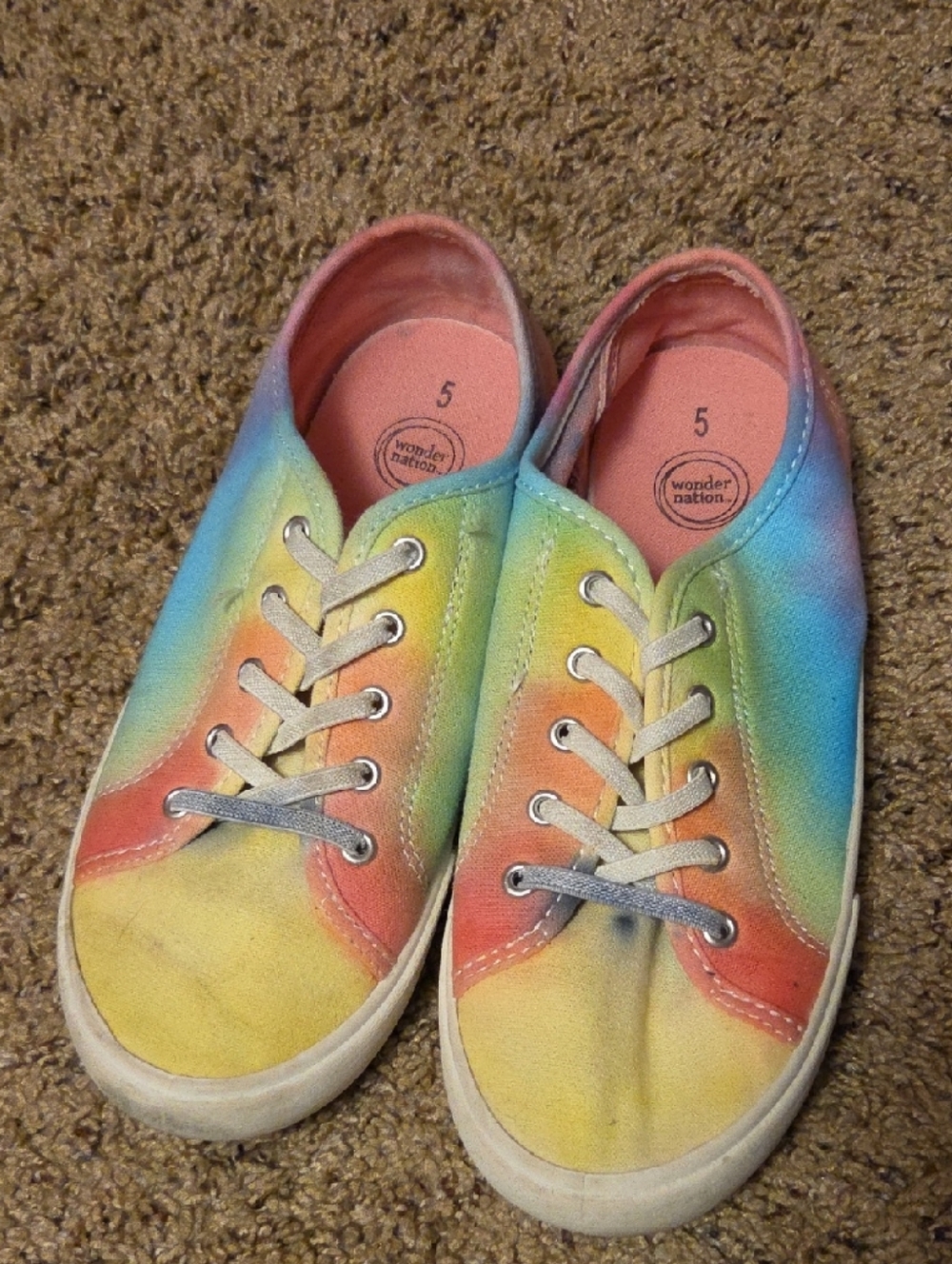 Rainbow Tie-Dye Canvas Slip On Sneakers - Self Dyed